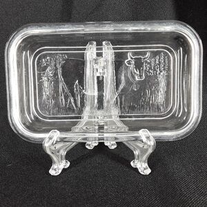 Lid Only, Vintage Cow Glass Refrigerator Container, Butter Dish, Arcoroc France